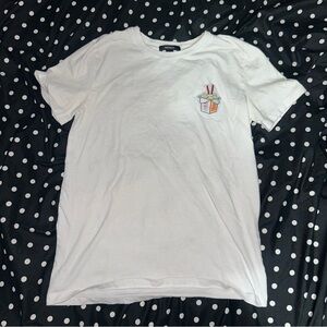 Forever 21 White T-Shirt with ramen embroidered patch